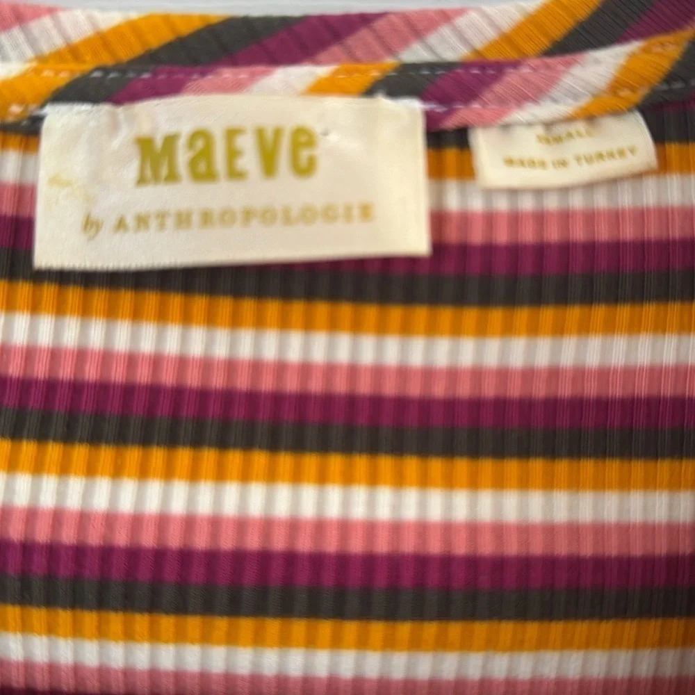Maeve by Anthropologie Multi Striped Ribbed Top size XS - Picture 8 of 8